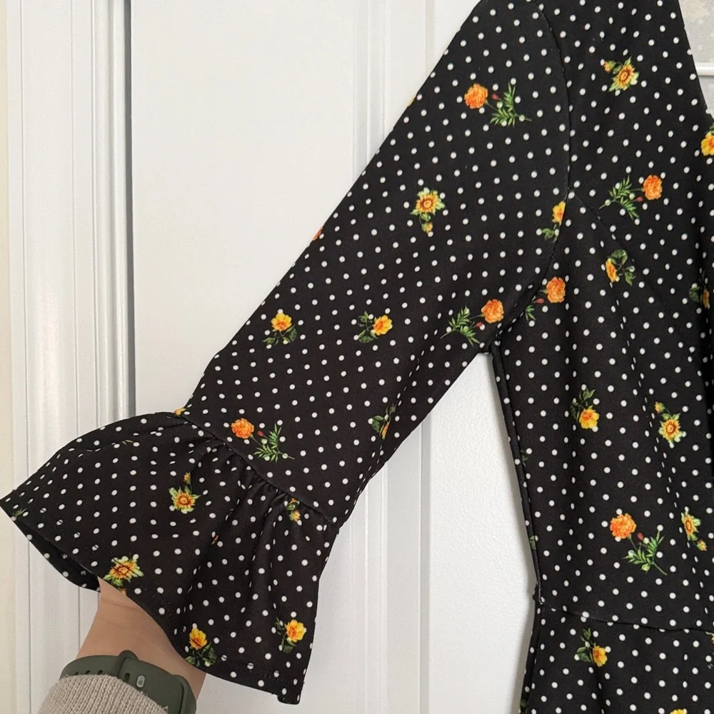 ASOS Floral Black Dress with Polka Dot Pattern - Picture 4 of 5